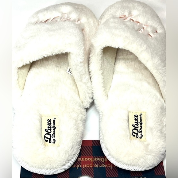 Dluxe by Dearfoams Plush Faux Fur “Super Mom” Slippers Size Large 9-10 - Picture 12 of 12